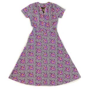 NWT Nooworks vintage style Greta Dress in Purple Haze, Size Medium